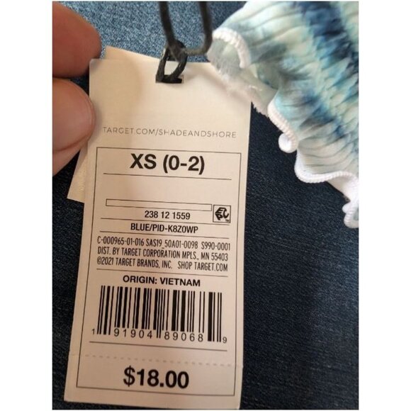 Shade & Shore Women Ribbed Ruffle High Leg Extra Cheeky Bikini Bottom Tie Dye XS - Picture 3 of 5